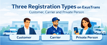 Три типа регистрације налога на ExusTrans за боље корисничко искуство и организацију транспортног тржишта